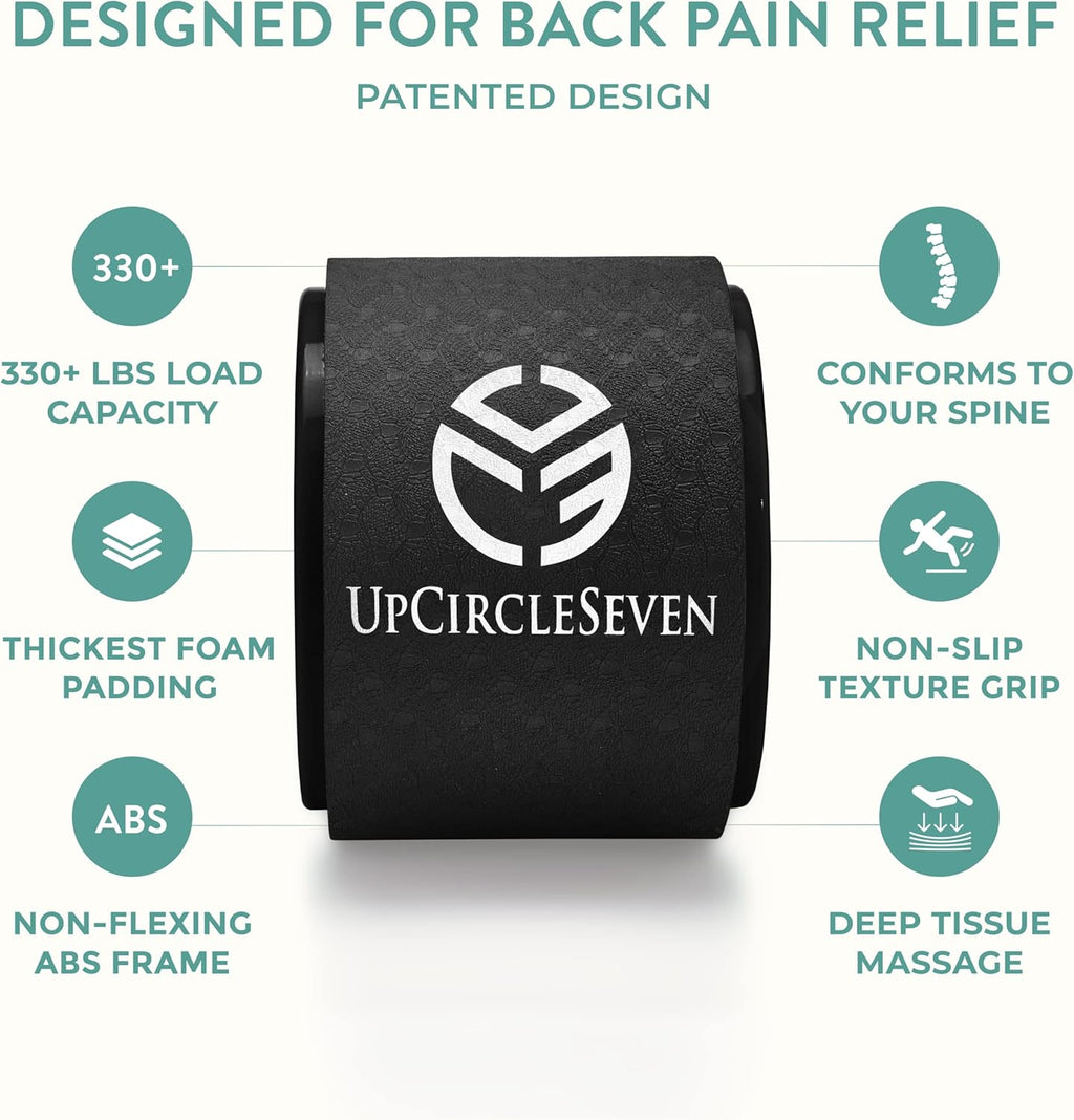 Back Roller & Yoga Wheel - Relieve Lower & Upper Back Pain & Stiffness - Therapeutically Stretch, Mobilize & Decompress Your Spine - Increase Mobility, Flexibility & Alignment