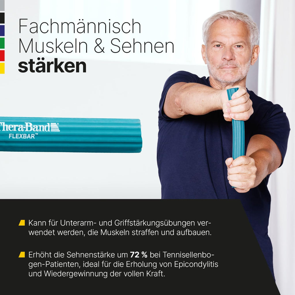 Flexbar, Tennis Elbow Therapy Bar, Relieve Tendonitis Pain & Improve Grip Strength, Resistance Bar for Golfers Elbow & Tendinitis, Green, Medium, Intermediate